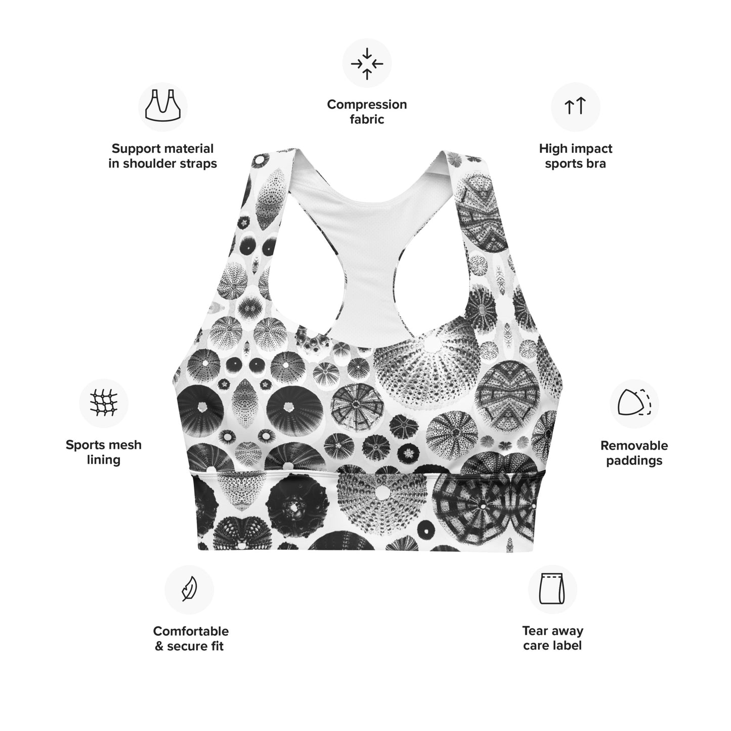 Urchin Glad You Came? - Longline Sports Bra (White Background)