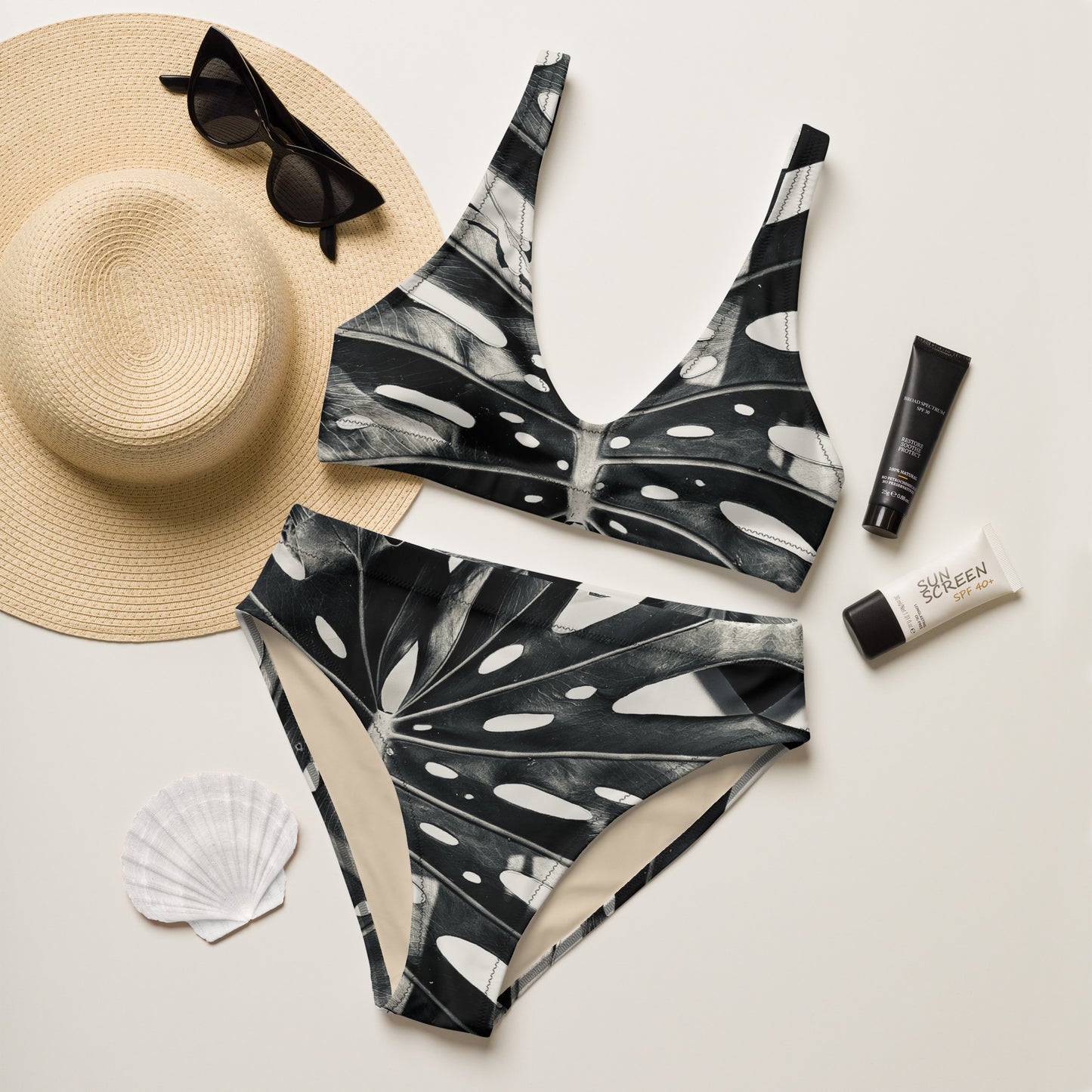 Monstera Madness - High Waisted Bikini