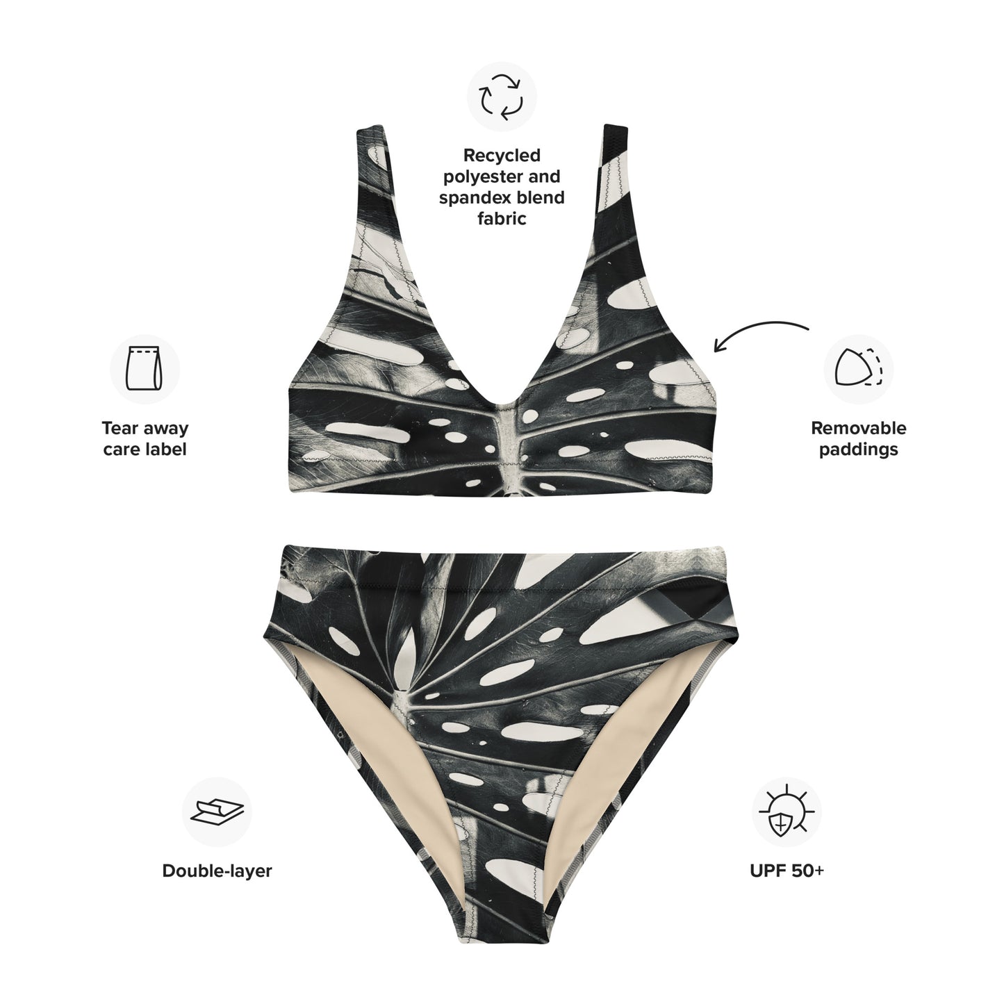 Monstera Madness - High Waisted Bikini