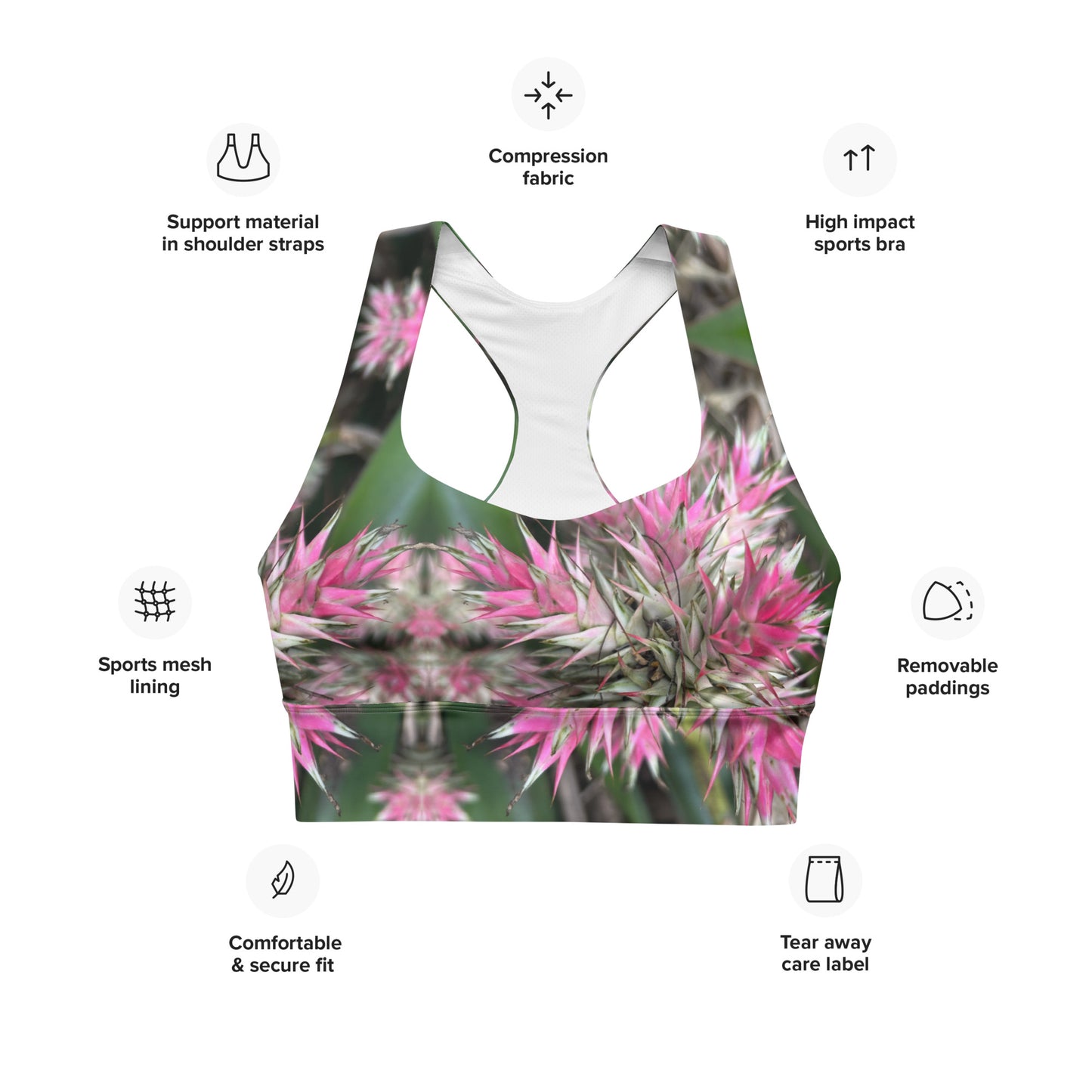 Sassy Pink Stellata - Longline Sports Bra