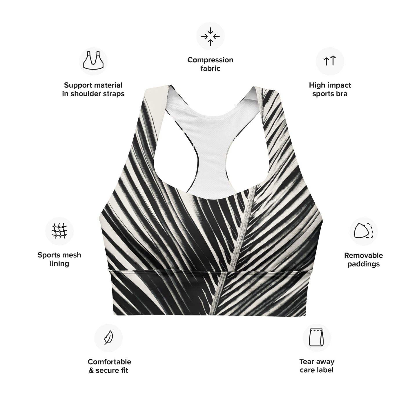 Pondering Palm - Longline Sports Bra
