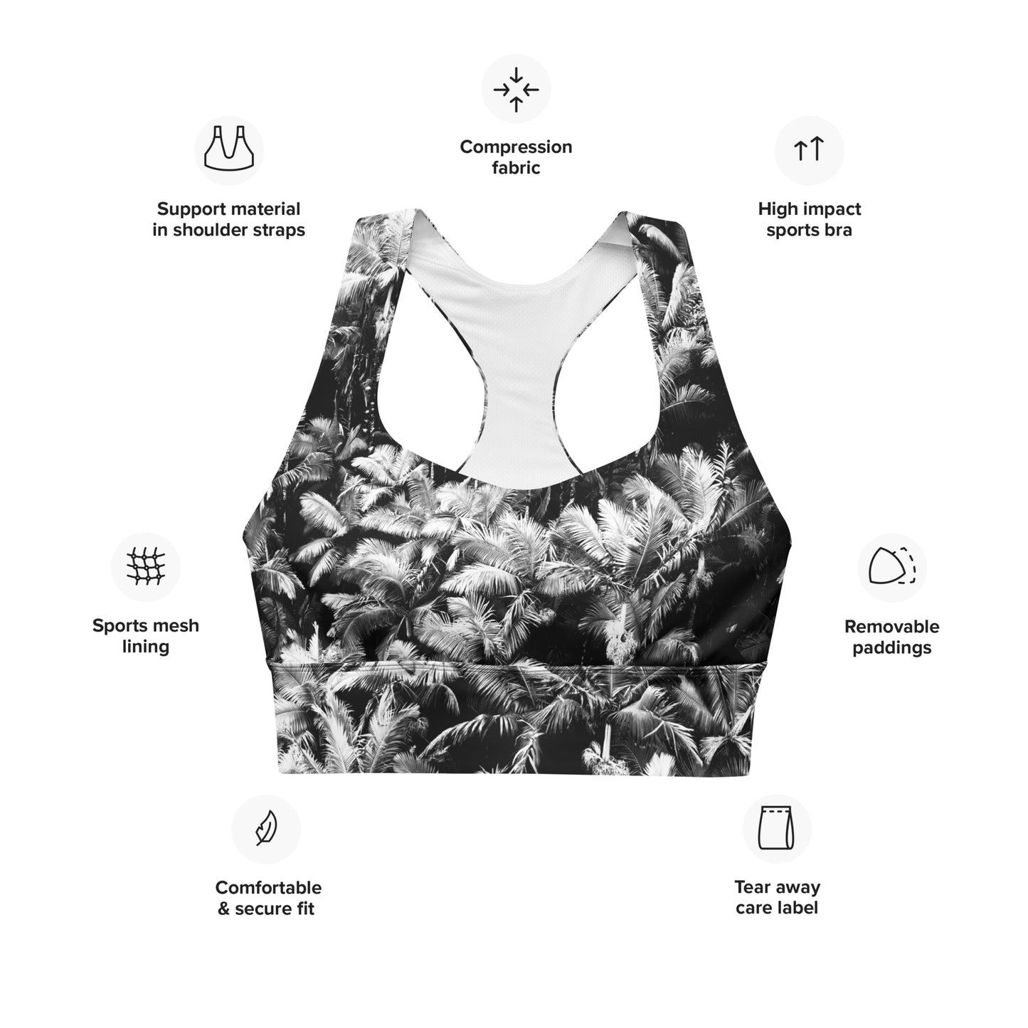 Palm Paradise - Longline Sports Bra