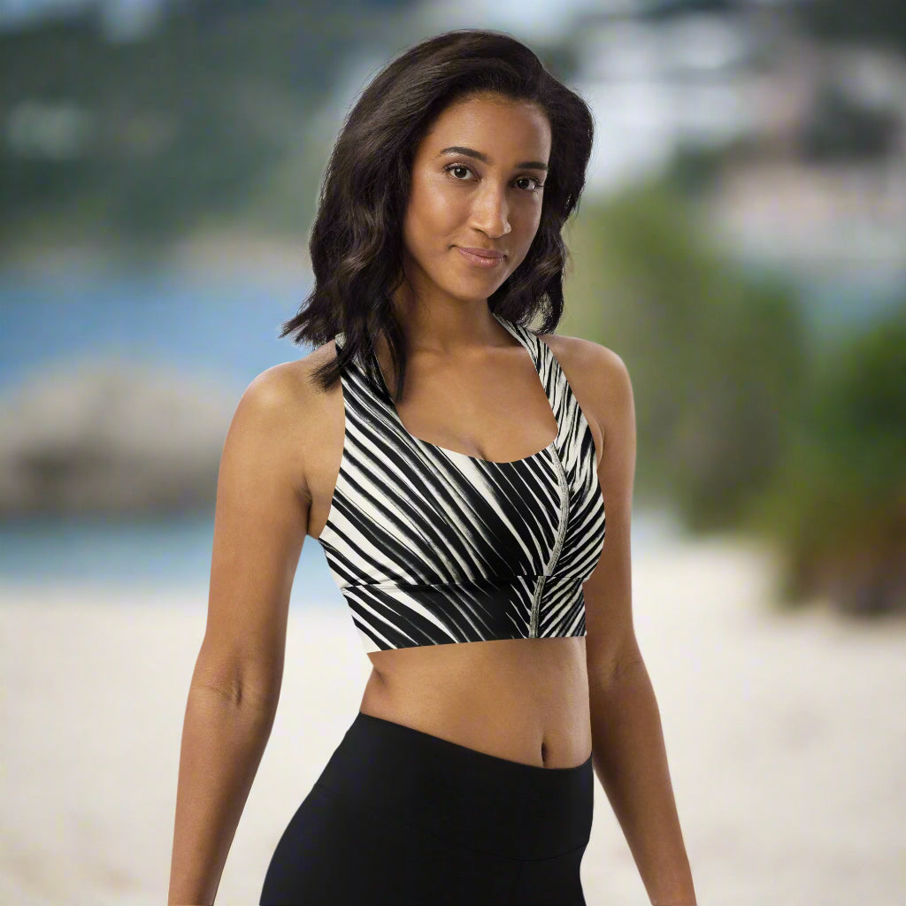 Pondering Palm - Longline Sports Bra